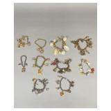 10 Costume Jewelry Charm Bracelets Assorted