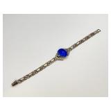 Sterling Silver Bracelet Blue Tiger Eye Stone