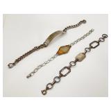Three Sterling Silver Bracelets, Marked Sterling