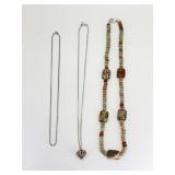 Three Necklaces Including Sterling Silver