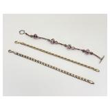 3 Sterling Silver Bracelets, Mixed Styles