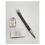 Sterling Pen, 5g Silver Pendant, Anson Money Clip