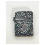Sterling Silver Stamp Case with Scrollwork Pattern