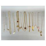 Gold-Tone Costume Jewelry Necklaces, 13 Pieces