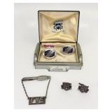 Sterling Silver Cufflinks & Tie Clip Grouping