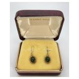 14k Gold Jade Drop Earrings with Box