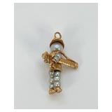 14k Gold and Pearl Golfer Charm