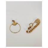 Two 14k Gold Charm Holders, Both Marked 14k