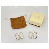 2 Pairs Milor Italy .950 Silver Oval Earrings