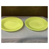 Vintage Fire-King green milk glass plates