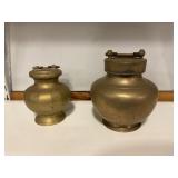 Vintage brass holy water vessels