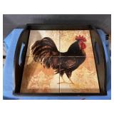 Decorative tray with rooster tile mural 12ï¿½ x 12ï¿½