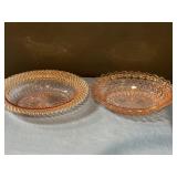 Pink Oval Depression Glass Serving Bowls