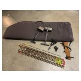 Bow case with arrows, quick release & arrow holder