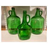 Vintage Green glass  jugs