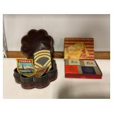 Vintage patches, Canasta cards & handwarmer flask