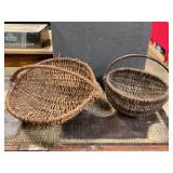 Vintage wooden basket with handle
