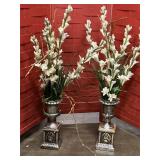 2 Vases with Flowers approximately 38" Tall