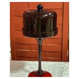 Vintage ruby red glass pedestalcake stand