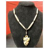 Handmade bone necklace 18 inches long