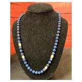 14 karat gold, lapis and gold bead 24 " necklace