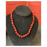 14 karat Redstone and gold bead 19 inch necklace
