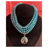 9.25 turquoise multi strand necklace