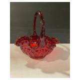 Vintage Fenton Art Glass Basket "Rudy Thumbprint"