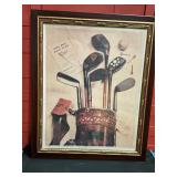 Home decor, framed golf print