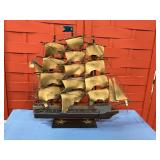 Wooden and cloth sailboat 16 inches tall 16 "W