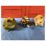 Trio of trinket boxes, frog turtle and rabbit