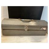 Metal toolbox with miscellaneous items