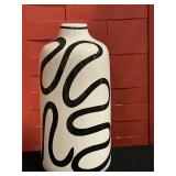 Black and white ceramic vase 13 inches tall