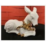 Christmas deer Ceramic with gold trim