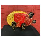 Metal Pig made of license plates 13"tall 19" long