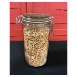 Decorative jar with split peas 8 inches tall
