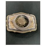 Indian head nickel coin belt buckle/black & Gold