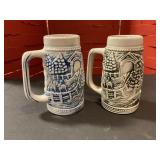 Two vintage ceramic beer, stains