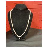 32" freshwater pearl necklace w/ stationary drop