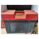 Plastic toolbox with tray and a few tools/ meters