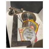 Small lot with planer and saw blades