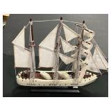 Wooden and cloth sailboat 12 inches tall 15 " L