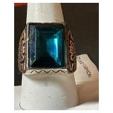 Custom ring with blue stone size 10