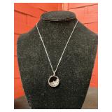 Bella Sterling silver round Onyx pendant necklace