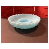 Vintage Fenton, blue satin lily ashtray large