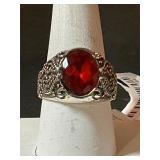 Fashion ring with Red-stone size 10