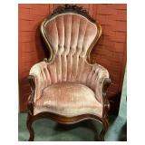Antique parlor wingback armchair w/ Rosewood frame