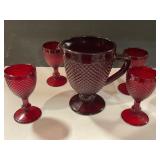 Vintage ruby red diamond point glassware by Ivima