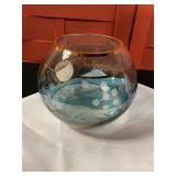 Vintage Romanian light blue crystal rolls bowl