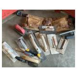 Small tote of concrete tools, and carpenters belt